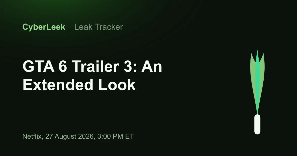 GTA 6 Trailer 3 An Extended Look premiere on Netflix, 27 August 2026